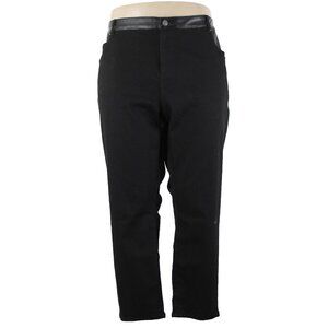 Style List By Micaela Sz 28p x 26 Black Faux Leather Sides Pockets Cotton Jeans